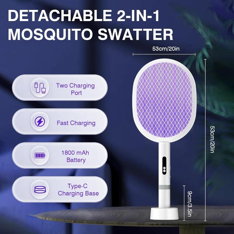 Dobíjecí elektrická plácačka na komáry, Odnímatelná plácačka na komáry, Pro vnitřní a venkovní nádvoří, Hubič komárů