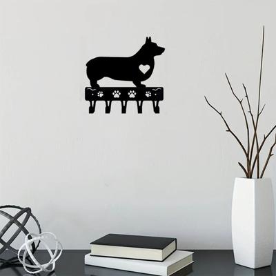 1 pz Corgi Cane Ganci Portachiavi e Porta Chiavi Metallo Gancio da Parete per Decorazione Domestica, Classico Design a Siluetta in Arte del Ferro