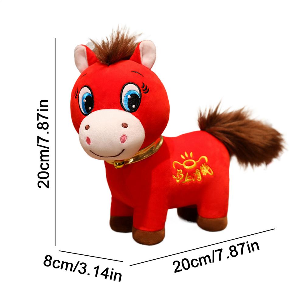 

2026 Year of the Horse Plush Mascot Toy New Year Decor Soft Horse Stuffed Animal for Spring Festival Home Holiday Desk Bedside красный