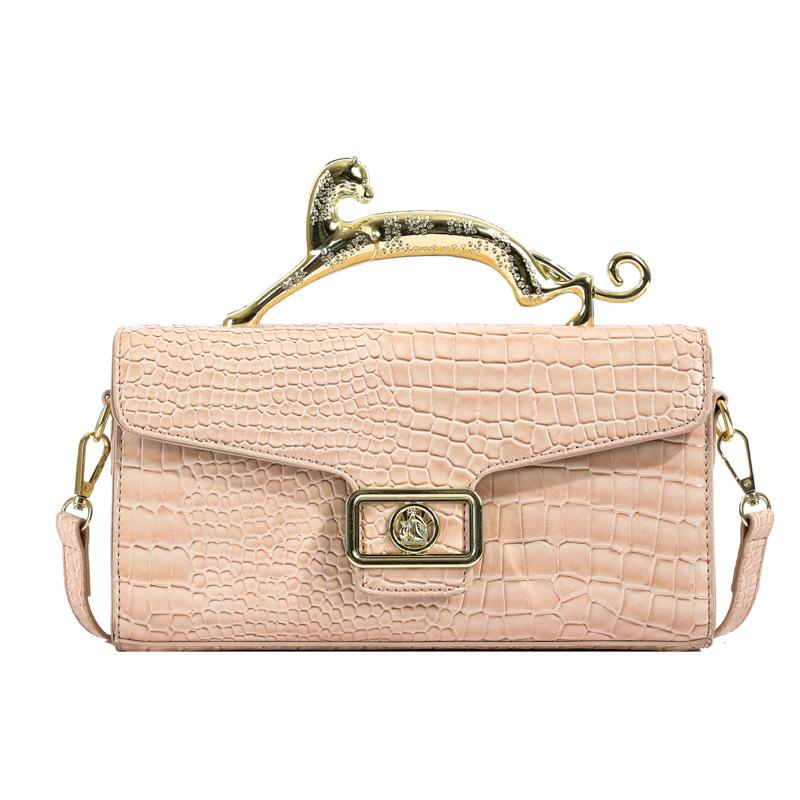 Luxury Patent Leather Crocodile Stone Pattern Ladies Shoulder Bag Retro Hardware Fashion Handbag Leopard Metal