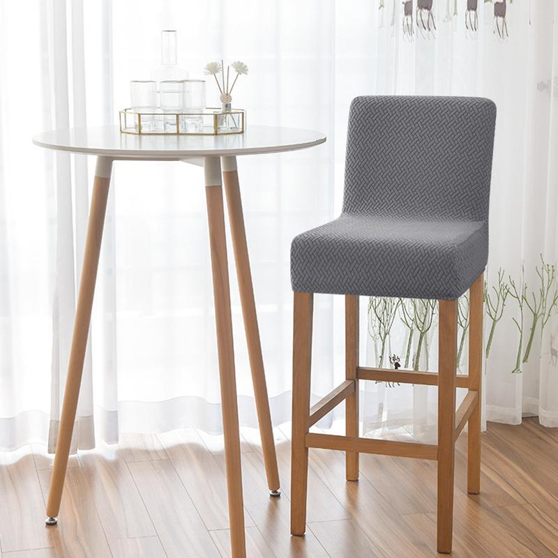 T -Shaped Jacquard Short Back Chair Case Bar Stool Protective Cases For Dining Space Cafe Home Washable Design Stretch Small Size Seat Slipcovers