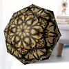 Golden Ornament Circular Pattern  Luxury Decorative Design Umbrella, Portable 3 Fold Compact Umbrella for Men & Women,S284
