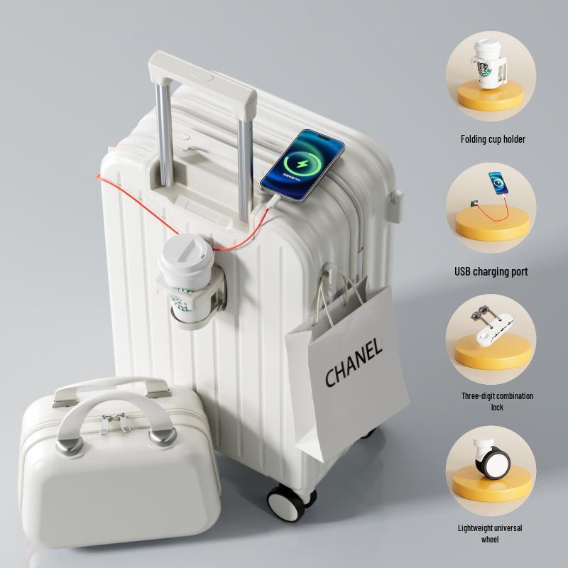 Durable 20-inch Women's & 24-inch Men's Trolley Suitcase: Stylish, Drop-Resistant Travel Luggage for Students