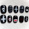 30Pcs Cute Cartoon Short Bean Shaped Press On Nails Autumn Winter Niche Design Fake Nails Gift For Girls And Friends
