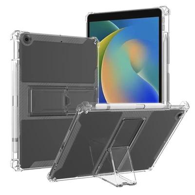 Clear TPU Back Cover with Kickstand For iPad 10.2 2021 2020 2019 (iPad 9th 8th 7th Gen) Pencil Holder Cover 4 Shockproof Airbags