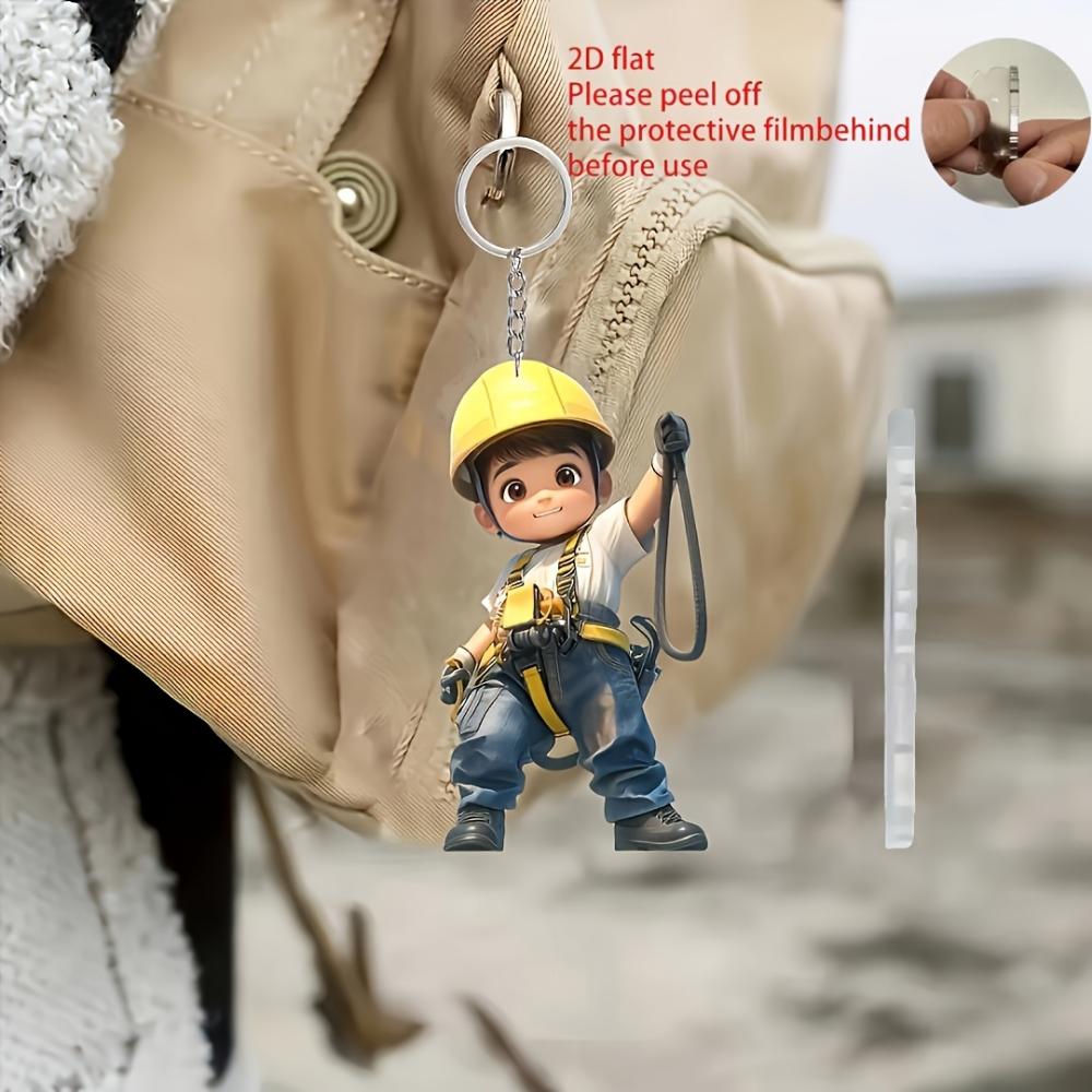 Cute Engineer, 2D Flat Acrylic, Pendant, Suitable for Backpack, Keychain, Gifts, Christmas, Halloween