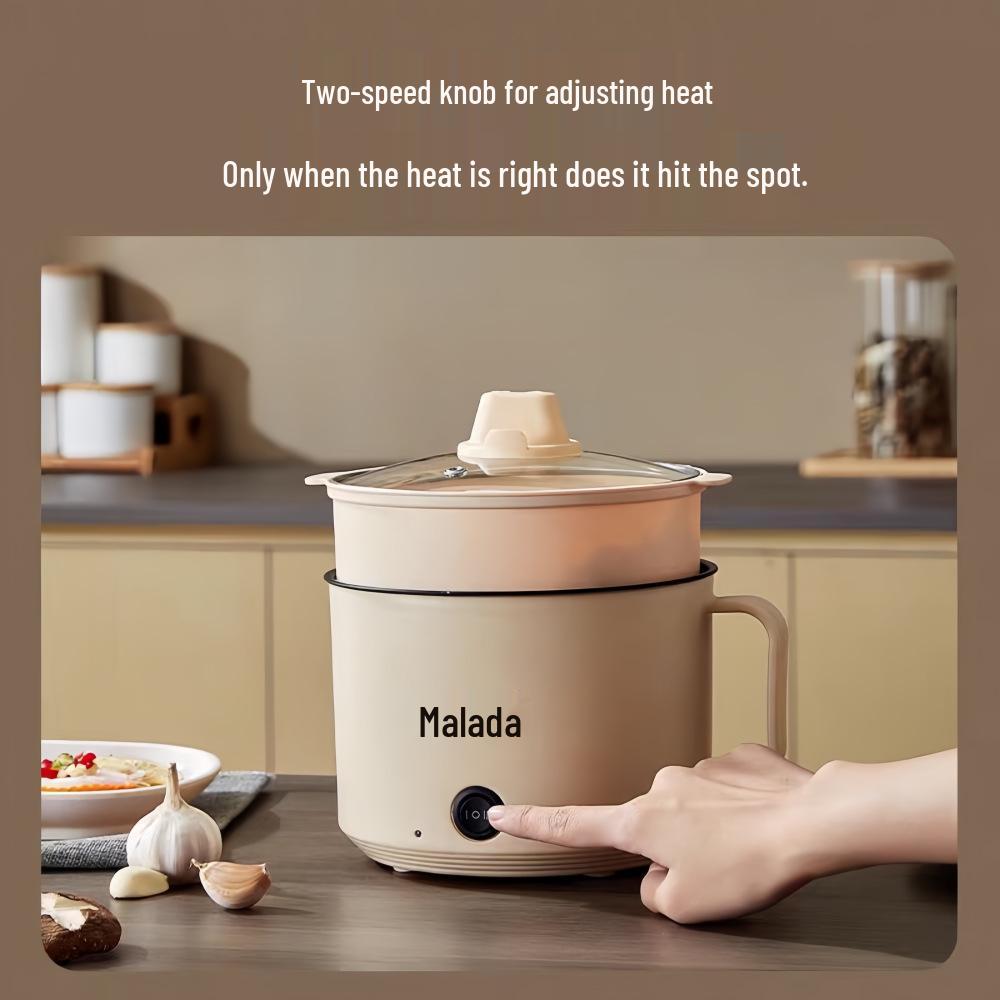 Compact Multifunctional Electric Cooker: Non-stick Mini Dorm Pot, Electric Steamer, Noodle Cooker, and Frying Pan.