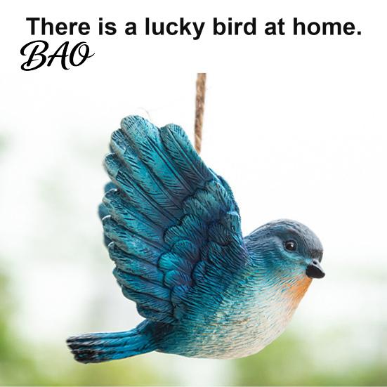 Yard Art Hanging Decorations 3Pcs Resin Bird Ornament, Hand-Painted Figurine with Jute String, Colorful Ornaments Weatherproof Outdoor Tree