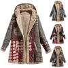 Women Overcoat Keep Warm Hooded Polyester Ethnic Pattern Winter Coat for Daily Wear