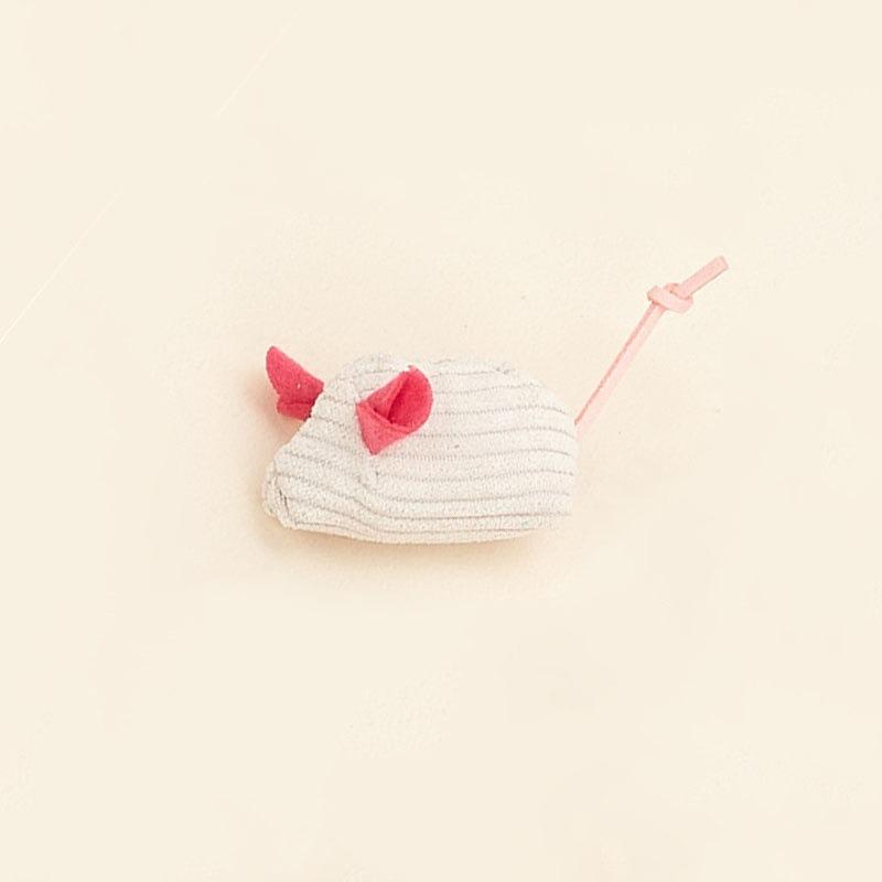 

Striped Plush Mouse Cat Toy, Soft Fabric Kitten Teaser with Tail, Interactive Pet Play Chew Toy for Cats Gift белый