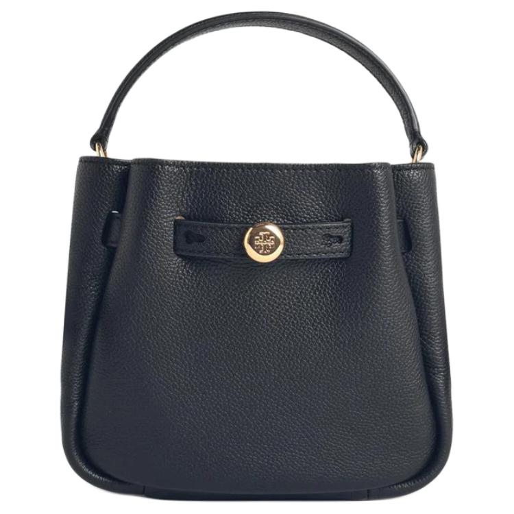 

Tory Burch Romy Logo Bucket Bag Leather Mini Shoulder Tote Women bags Black 179988-001 Basic Set (Bag+Dust Bag)