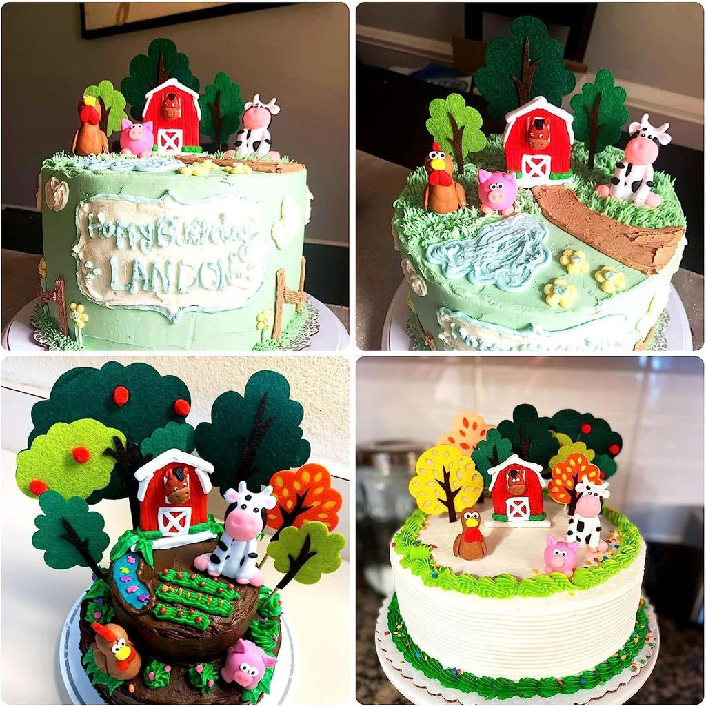 11pcs Farm Animal Cake Decoration Farm Animal Birthday Cake Topper Cow Cake Decoration for Farm Animal Baby Shower Birthday Par