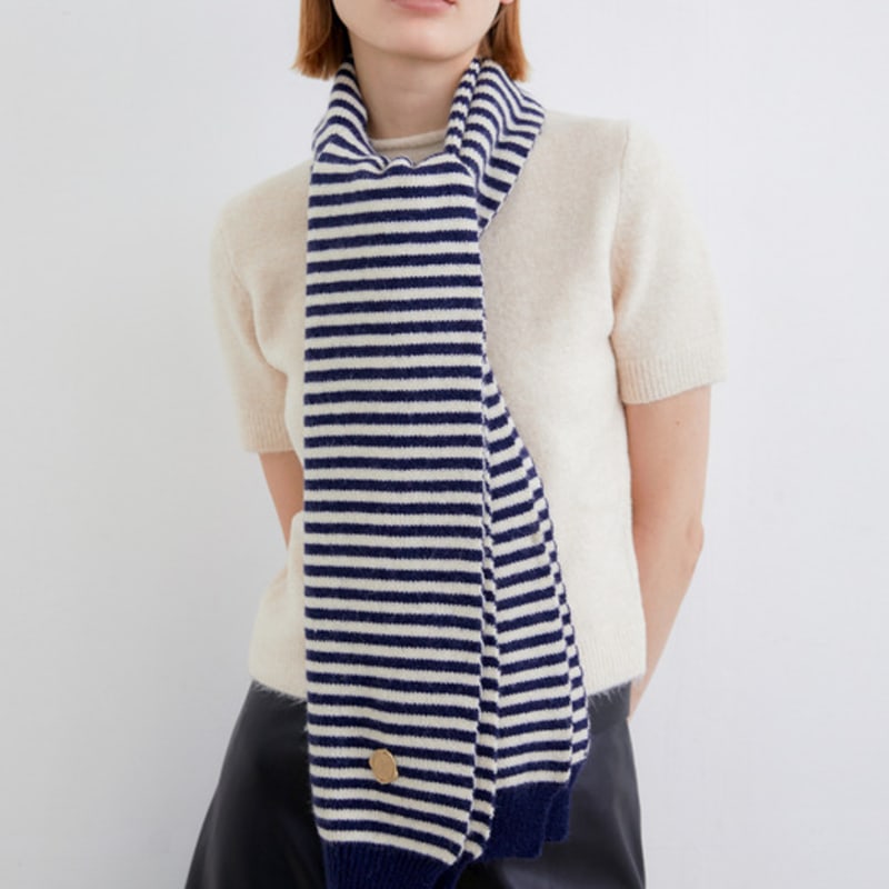 

halden basic stripe knit muffler (M040_navy) navy