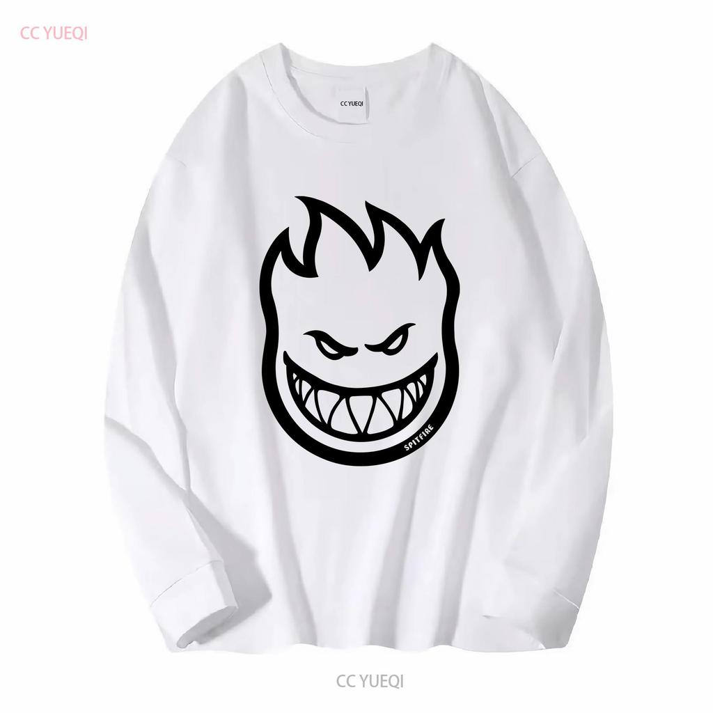 Spitfire Wheels BIGHEAD LOGO Skateboard T Shirt CHARCOAL BLACK Vintage Washed Fashion Graphic Versatile Comfortable Casual