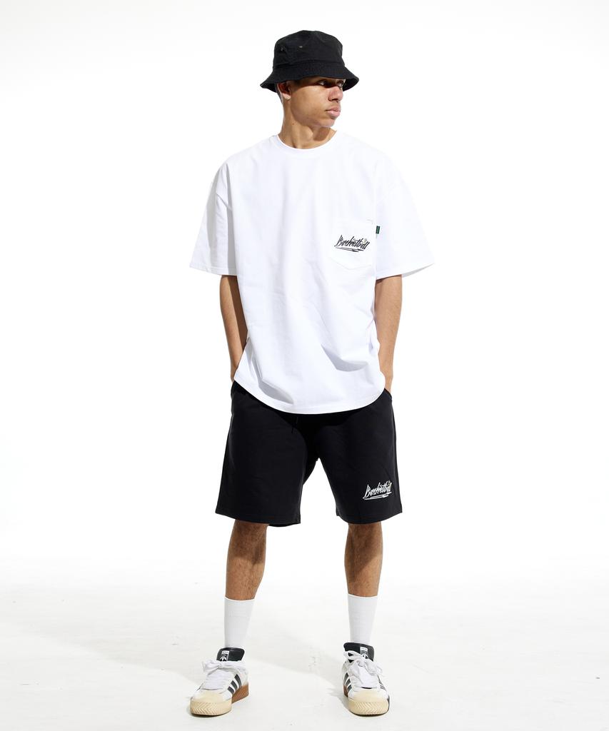 CREAM SODA LAB Basketball Oversized Heavyweight Pocket Short Sleeve T-Shirt White Black