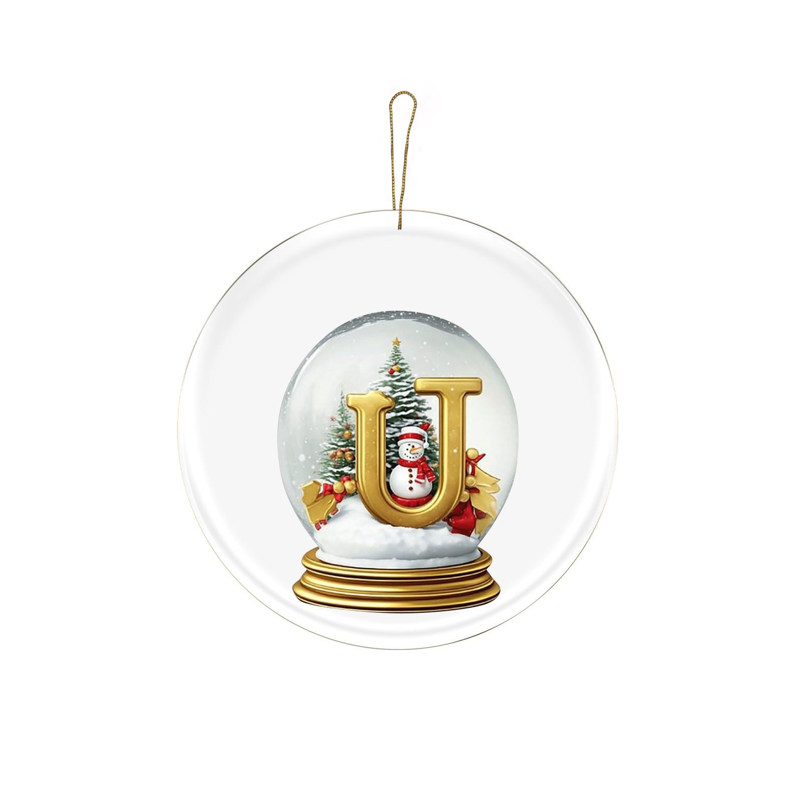 Letter Yellow Crystal Ball Acrylic Car Ornament Christmas Tree Pendant Home Decoration