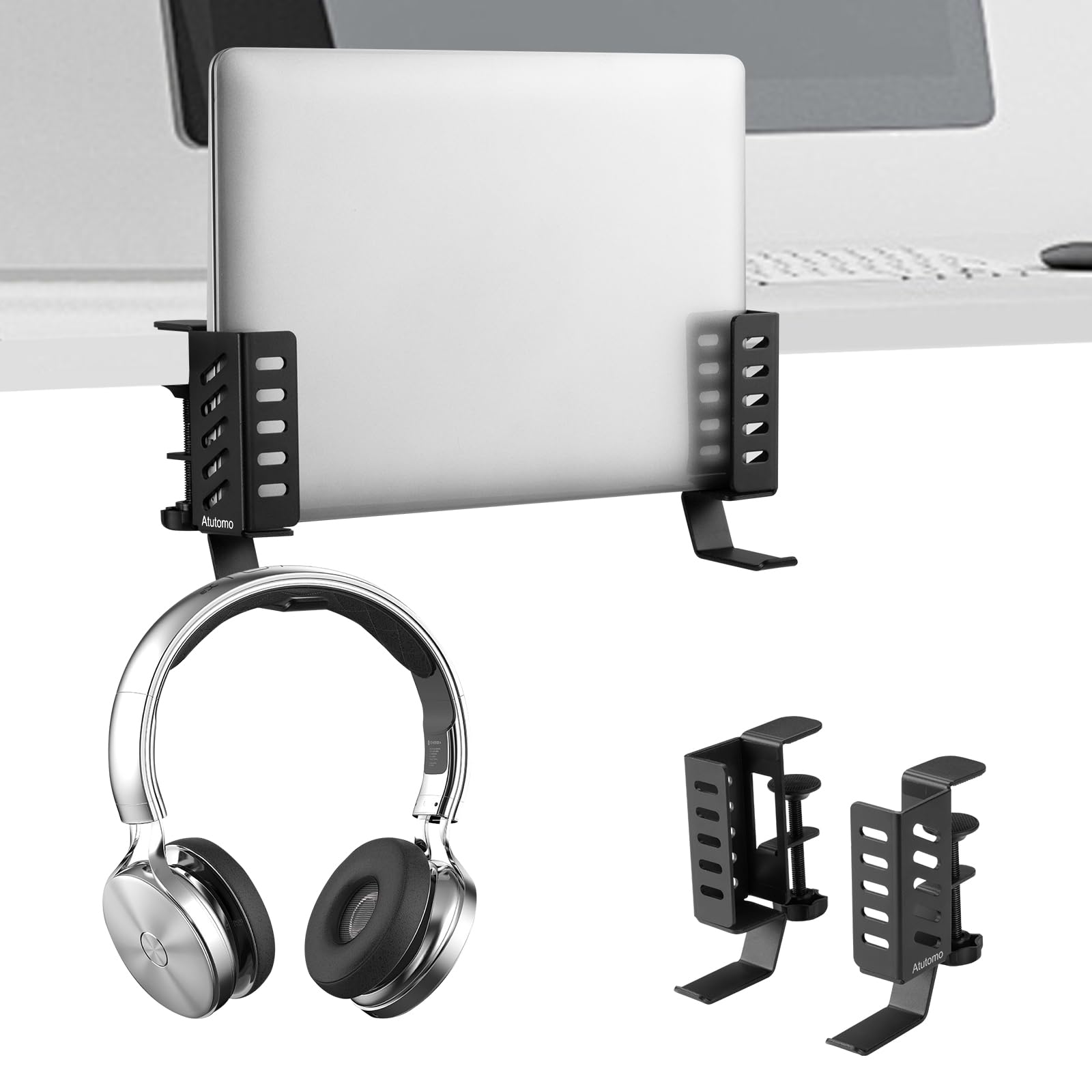 

Atutomo of Vertical Laptop PC Upright 10kg Weight Laptop Desk Side Adjustable Laptop Stand with Headphone Easy Steel Construction [Set 2] Stand, чёрный