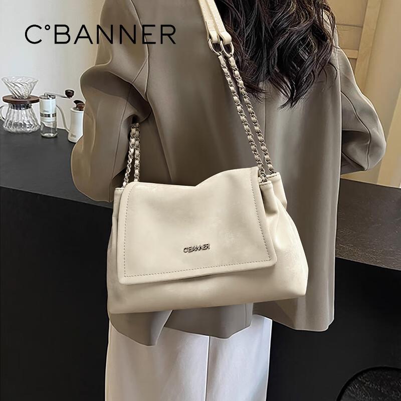 C.BANNER Women's Handbag, Cowhide Shoulder Bag, Large Capacity Tote Bag, Fashionable Casual Bag