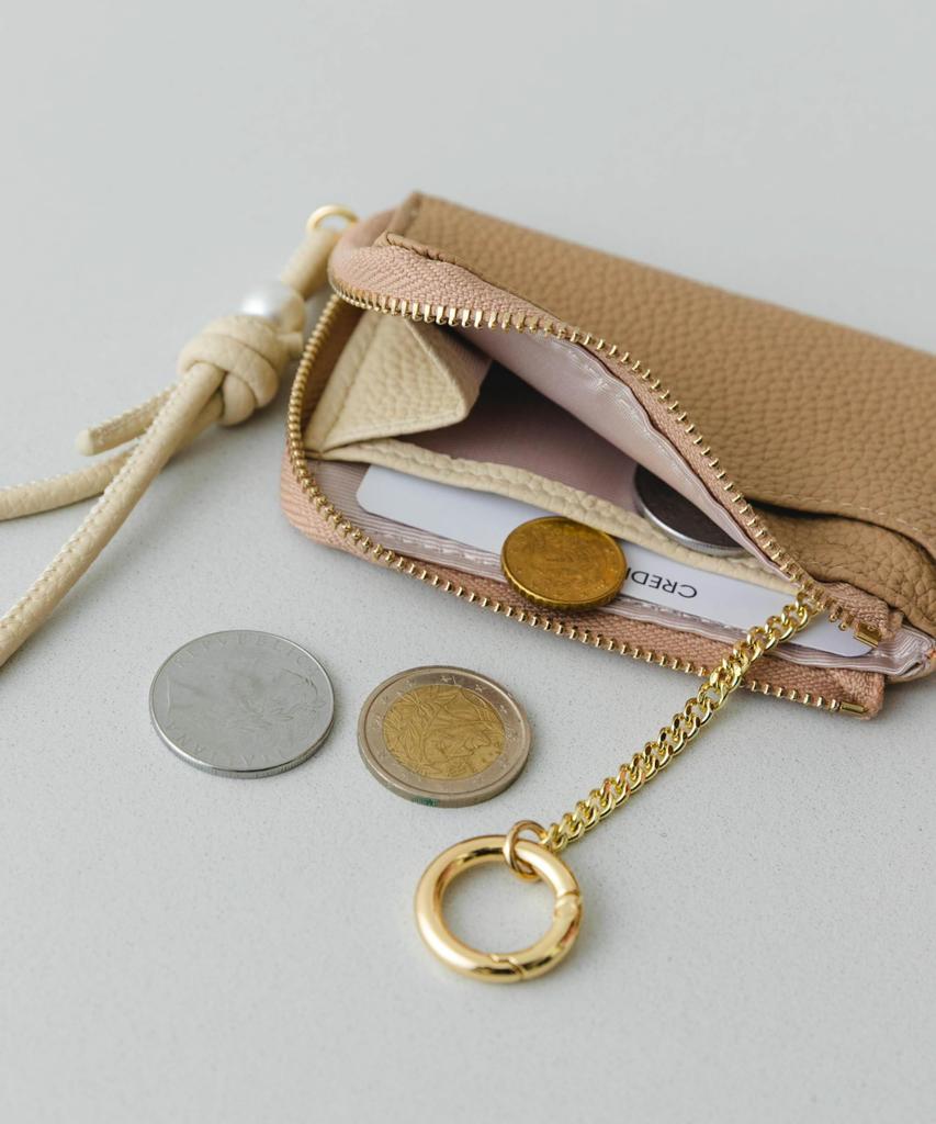 Rodesco Women's Pearl Strap Wallet Card Case XXA6-2BW0902 BEIGE One