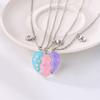 3 Pcs/set Best Friends Pendant Necklace For Woman Magnetic Adjustable Rainbow Daisy Lover Broken Heart Chain BFF Jewelry Gifts