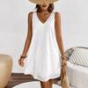 Pure Cotton Spot Women's Halter V-neck Lace Edge Dress Seaside Vacation