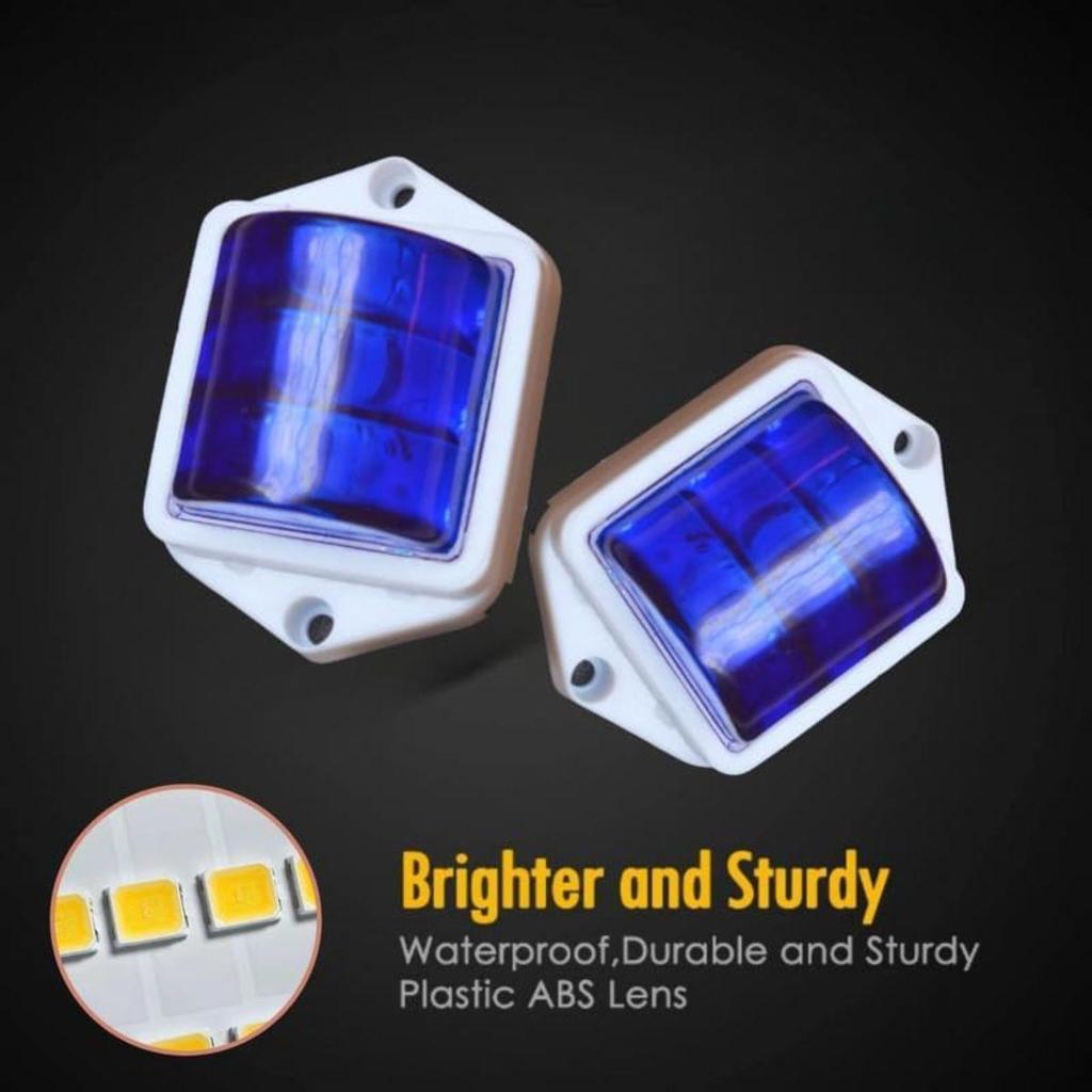APSMOTIV 2Pc Trailer Rv Marker Led Light Clearance Light Blue, 2x2 Inch Led Bubble 12V Lights For Boat Trailer Rv Trucks Bus Universal