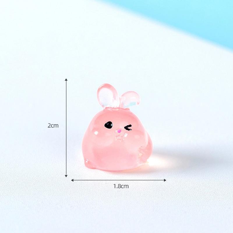 Cute Glow-in-the-dark Little Rabbit Animal Figurine Decorative Accessories Mini Car Desktop Ornaments