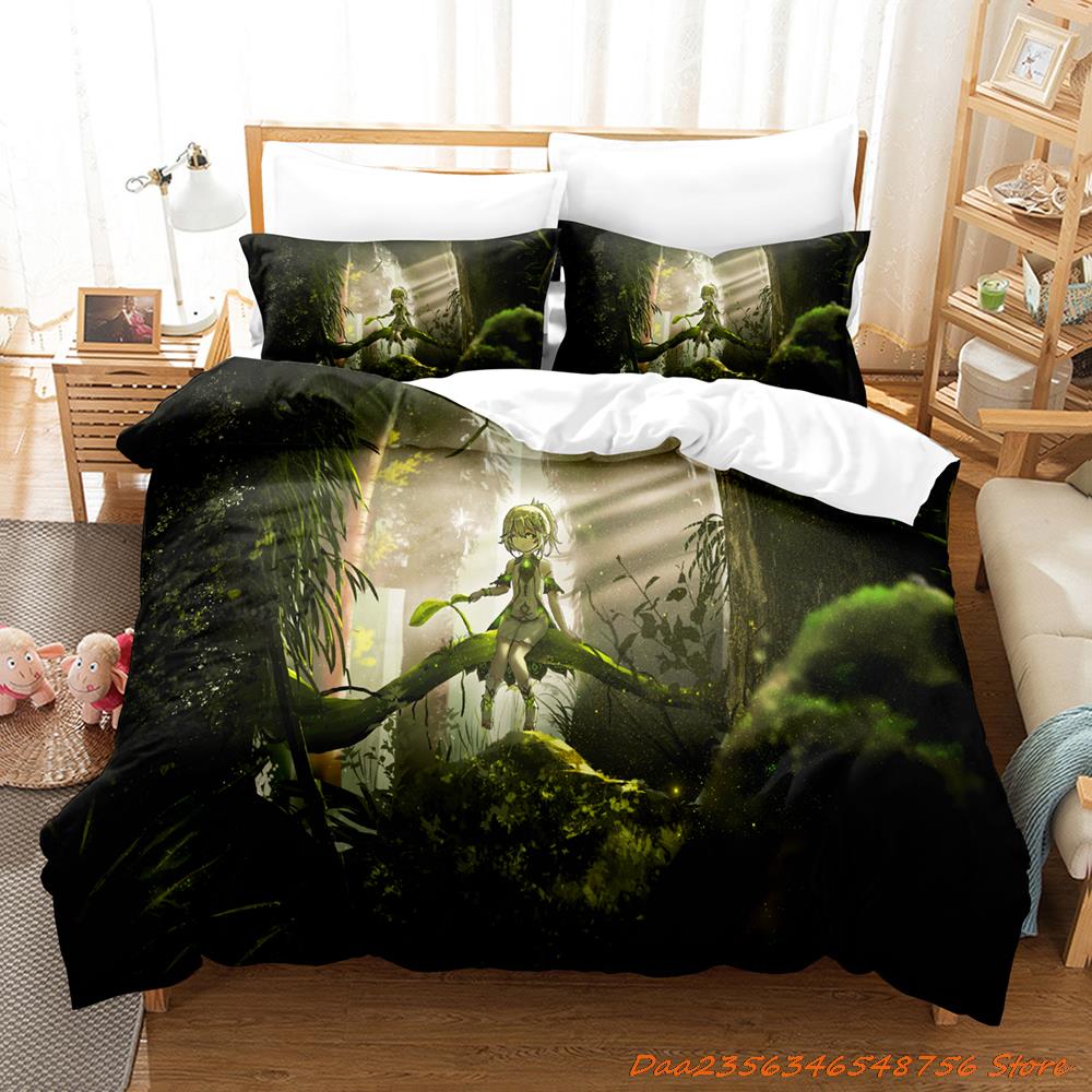 New Game Nahida Genshin Impact Bedding Collection Cartoon Anime ThreePiece Set Adult Kid Bedroom Duvetcover Collections 3D Kawaii Girls