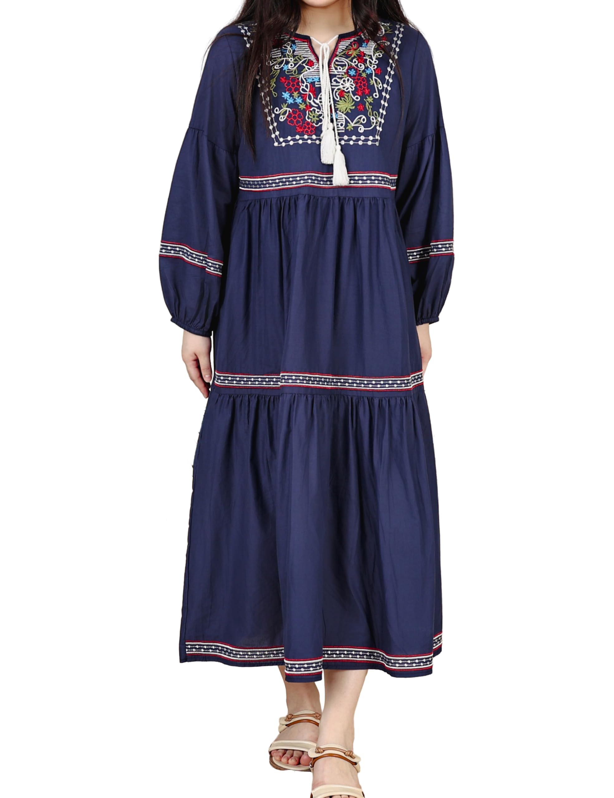 

Orolay Летнее Длинное Вышитое Курортное Богемное Пляжное Длинное Приталенное Свободное Повседневное Женское Платье, Платье, Платье, Платье, Платье, Платье, Рукава,