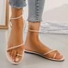Damen Übergröße Flache Schuhe Sommer Neu Runde Zehenpartie Set-Zehen Dünn mit Weicher Sohle Rutschfest Verschleißfest Sandalen
