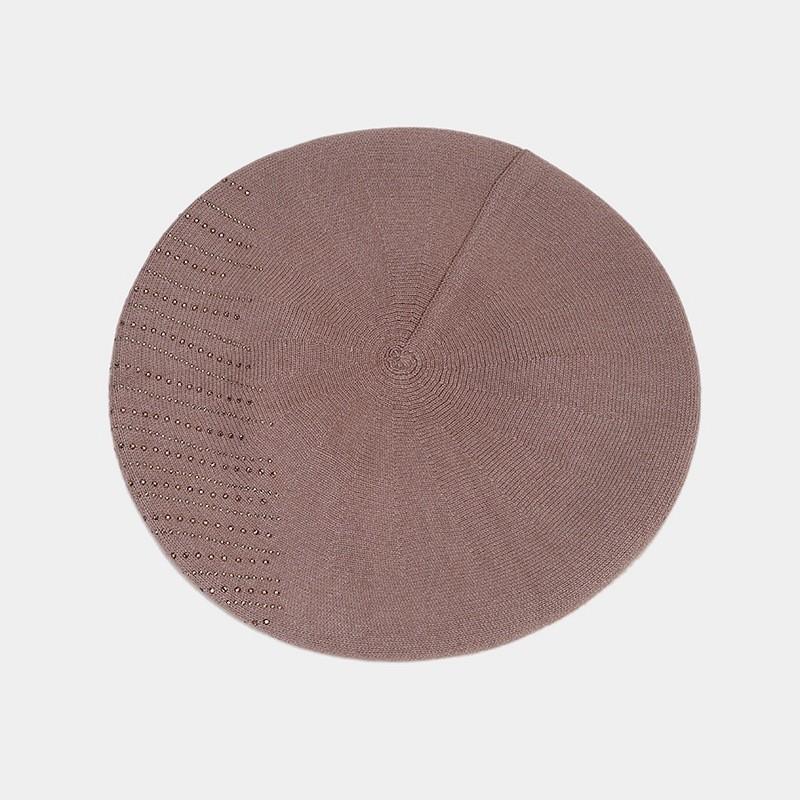 Autumn Winter Ladies Beret Cap With Knit Fabric And Sparkling Details For Stylish Wear
