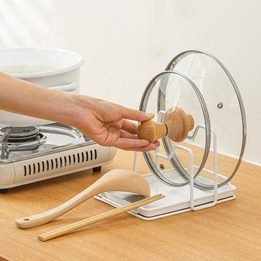 Rustproof Pan Pot Lid Holder Iron Shovel Spoon Rest Multifunctional Cutting Board Stand  Countertop