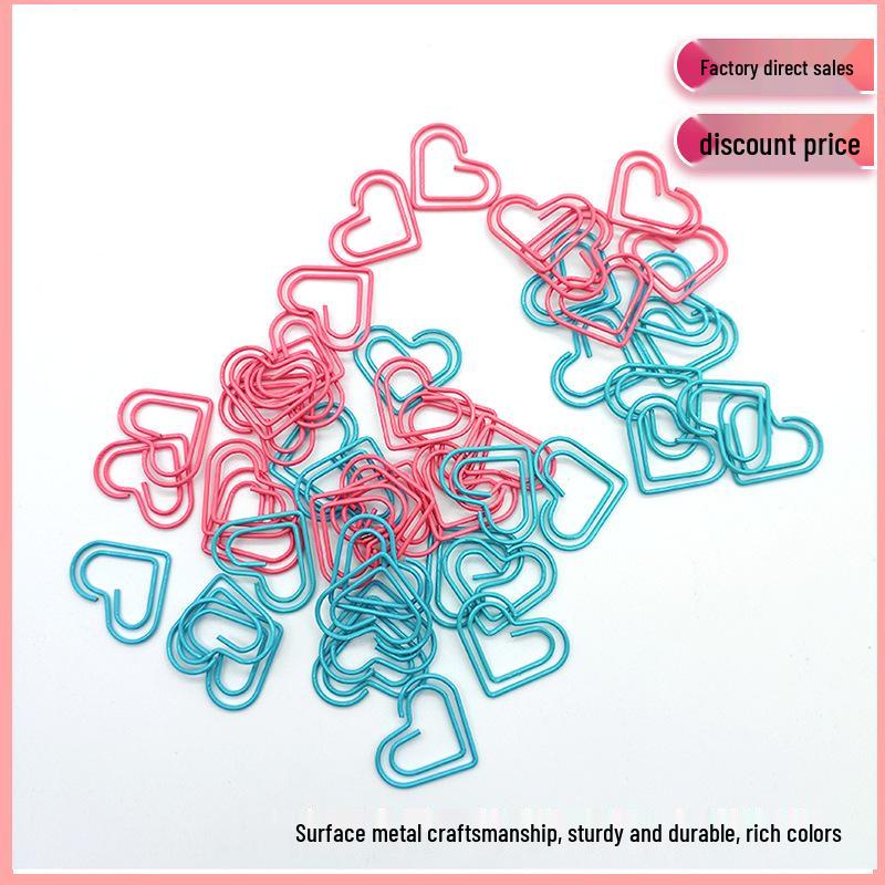 Мини скрепки в форме сердца - Брошь в подарок на День святого Валентина с рисунком в виде мультяшного сердца 28mm розовый/мерцание