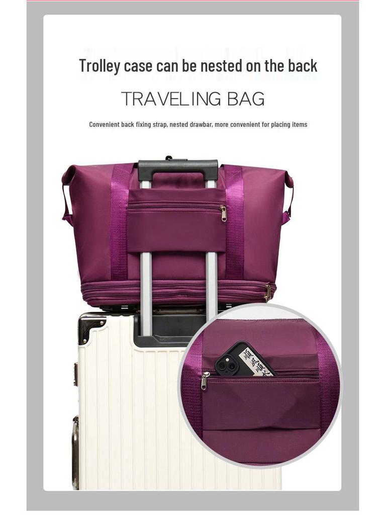 Erweiterbare Doppelschicht-Reisetasche mit Rädern, Großes Fassungsvermögen, Abnehmbar, Nass-/Trocken-Trennung, Sport-/Fitness-kompatibel