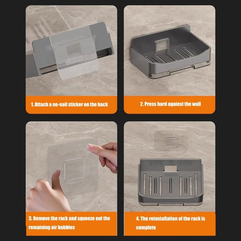 Plastic Soap Holder For Shower Drainage Practical Bathroom Counter Storage Rack Sponge Holder with Draining Tray