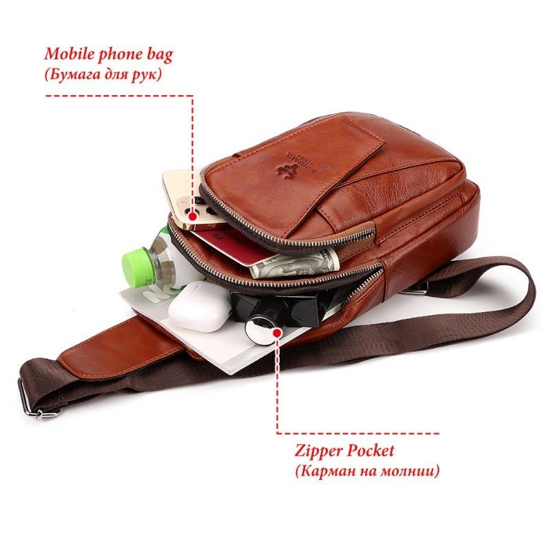 Férfi egyvállas kontyfelső réteg marhabőr crossbody táska férfi bőr férfi ingázó mellkastáska