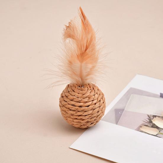 1 Set Cat Toy Felt Sisal Rattan Ball Cat Scratching Post with Bell Feather Large Size Furniture Protection Cat