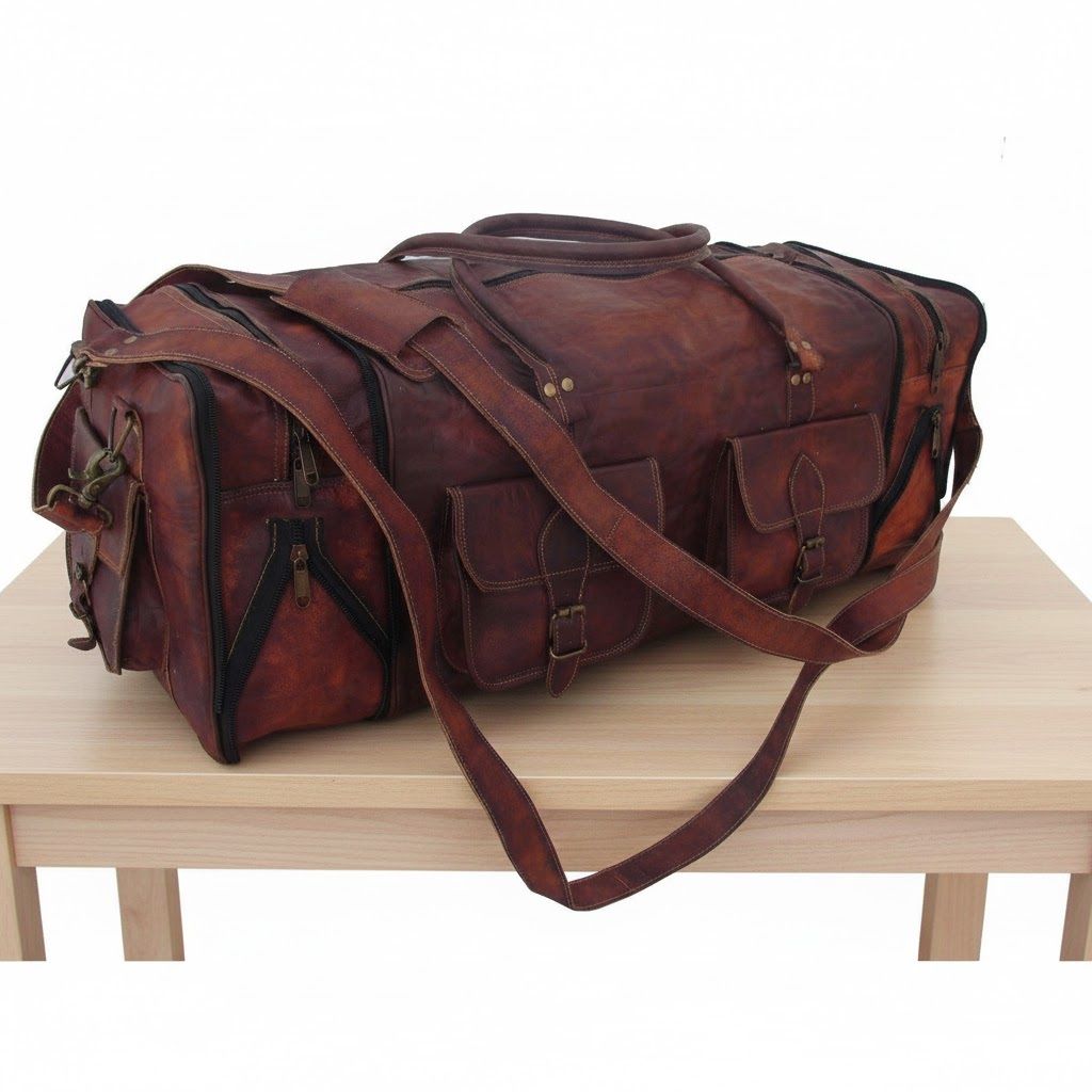 Bolso de viaje de cuero Duffel Weekender Gran Gimnasio Duffle Overnight Equipaje de mano