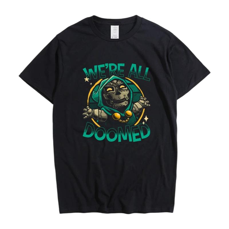 

Doctor Doom Marvel TShirt Chibi Were All Doomed Print Oversized Cotton Casual Crew Neck Short Sleeve Top for Men Women L