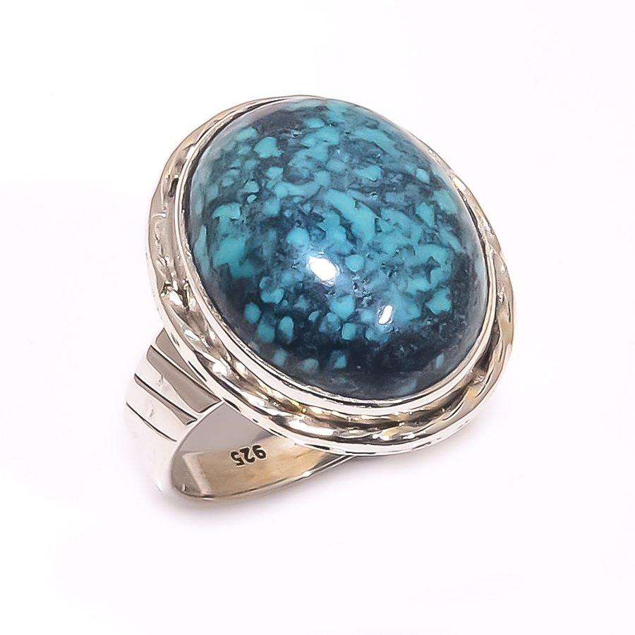 Natural Tibetan Turquoise Gemstone 925 Solid Sterling Silver Ring Size 6.5 l1s84