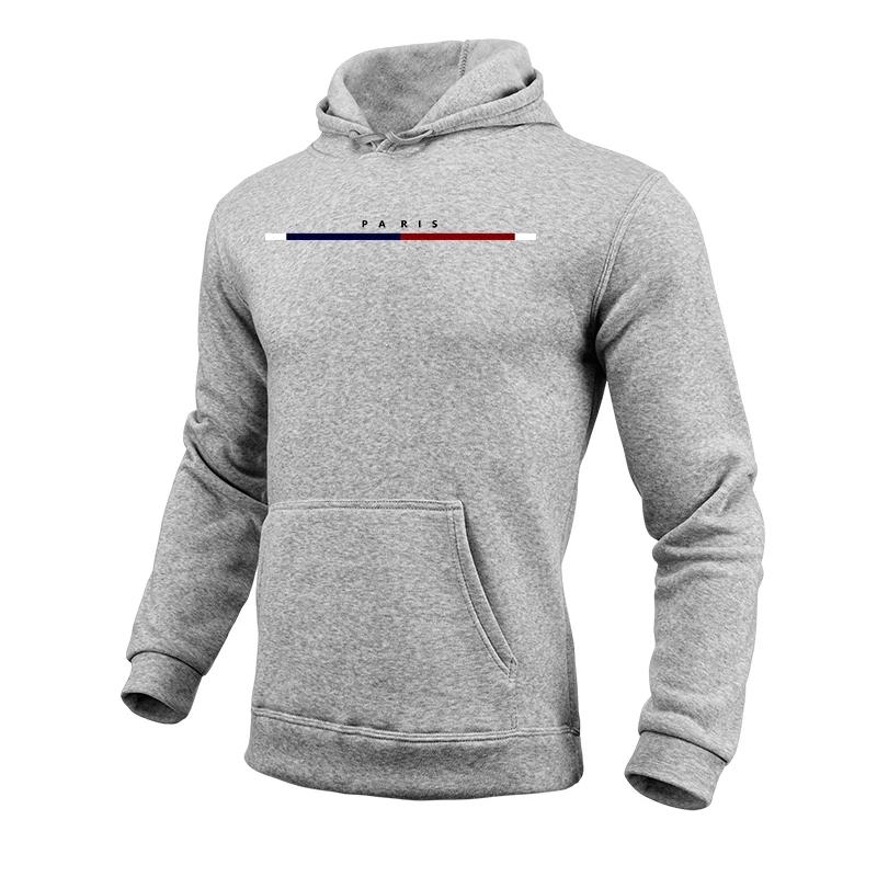 Men's Hooded Sweatshirts Solid Color Long Sleeved Pullover PARIS Fashion Male Casual Sports Hoodie Home Outdoor Comfort Tops