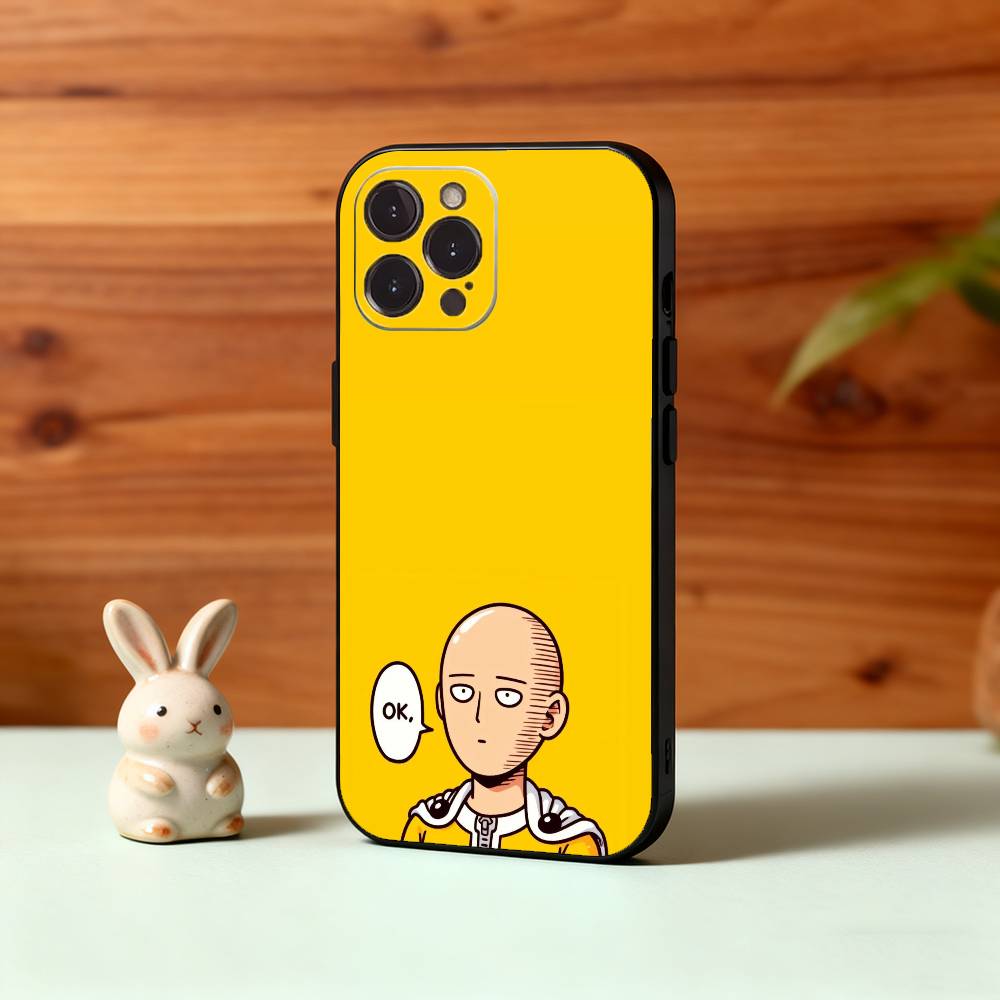 One P-Punch Anime S-Saitama M-Man Phone Case For iPhone17 16 15 14 13 12 11 Pro Max Plus,5G Soft Black Case