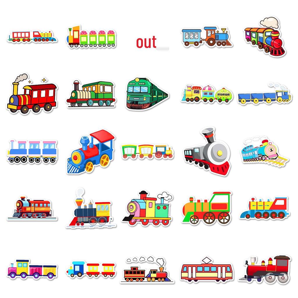 100 Little Train Cartoon Stickers: Creative Vehicle Designs for DIY Projects