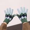 Internet celebrity couple winter warm gloves rhombus plaid contrasting color boys and girls Korean version of fashion knitted gloves