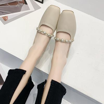 Women's Summer Footwear Mary Jane Shoes for Woman 2024 Japanese Style Lolita Moccasins Square Toe Flat Pearl Gothic Flats Casual