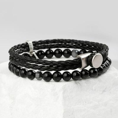 SHOVEOFF [Set Product] SVB-#198 Leather/Onyx Bracelet SET