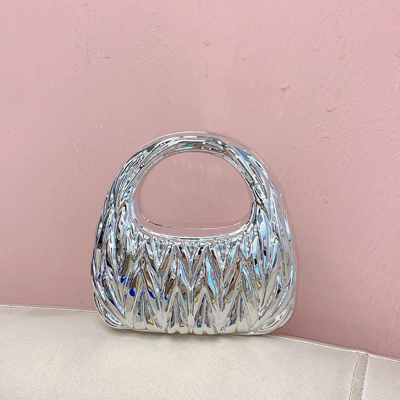 Acrylic bag fashion pleated cloud bag versatile light luxury personalized banquet handbag