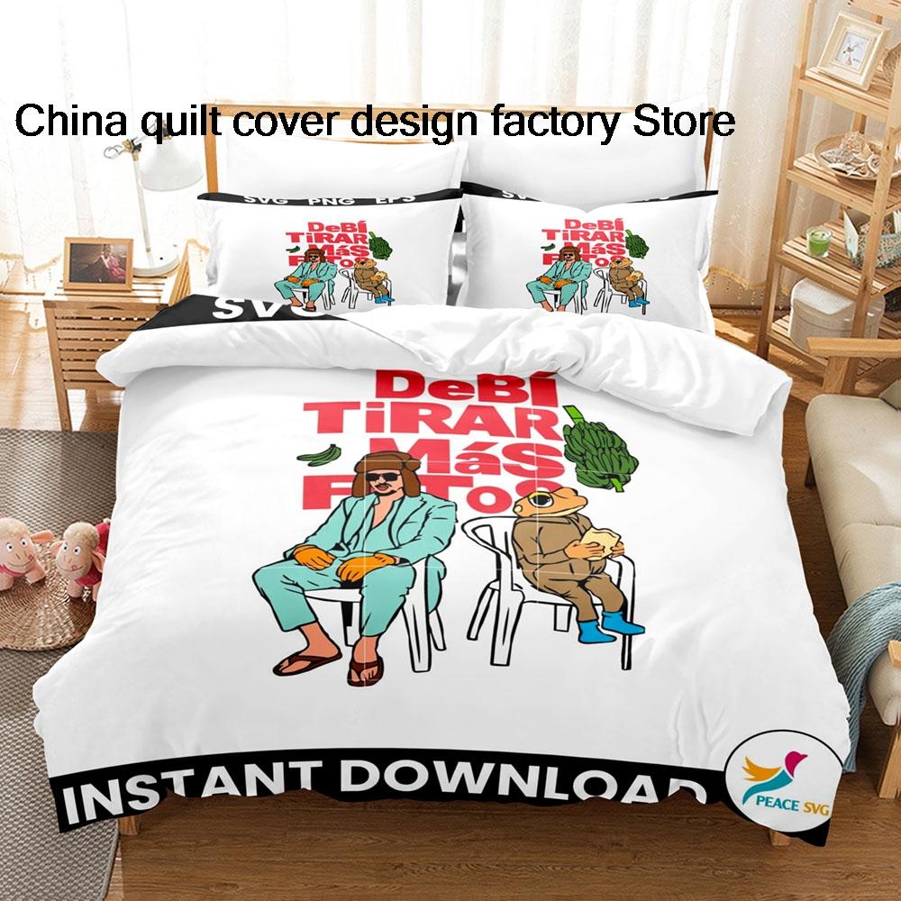 Hot Bad Buny Debi Tirar Mas Fotos Beding Set Single Twin Ful Quen King-Sized Dimensionsd Dimensions Bed Linen Set Adult People Kid Bedrom Duvetcover