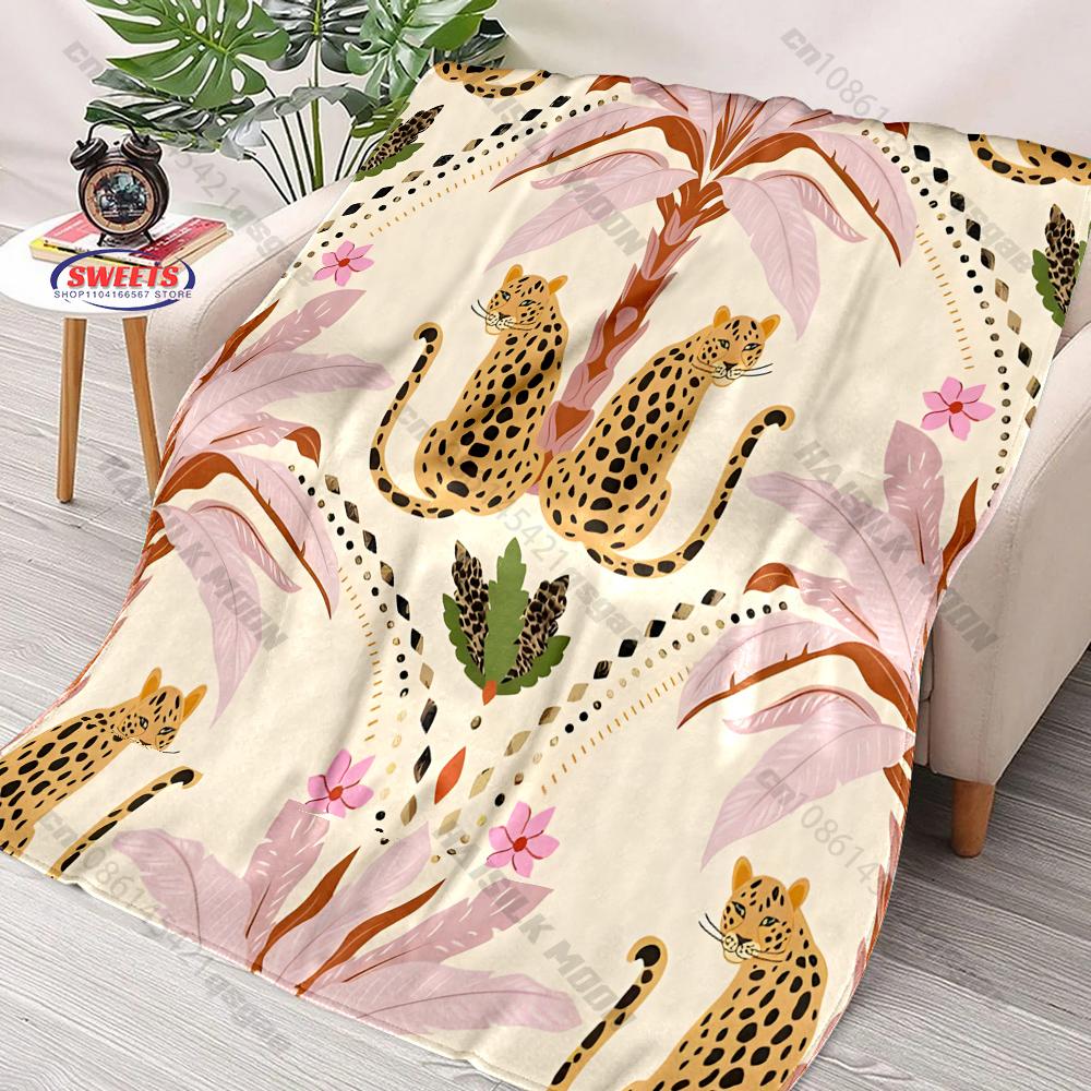 6 Sizes Belize Leopard Print Blanket Warm Soft and Comfortable Home Travel Blanket Sofa Bedding Cover Blankets Gift for Friends