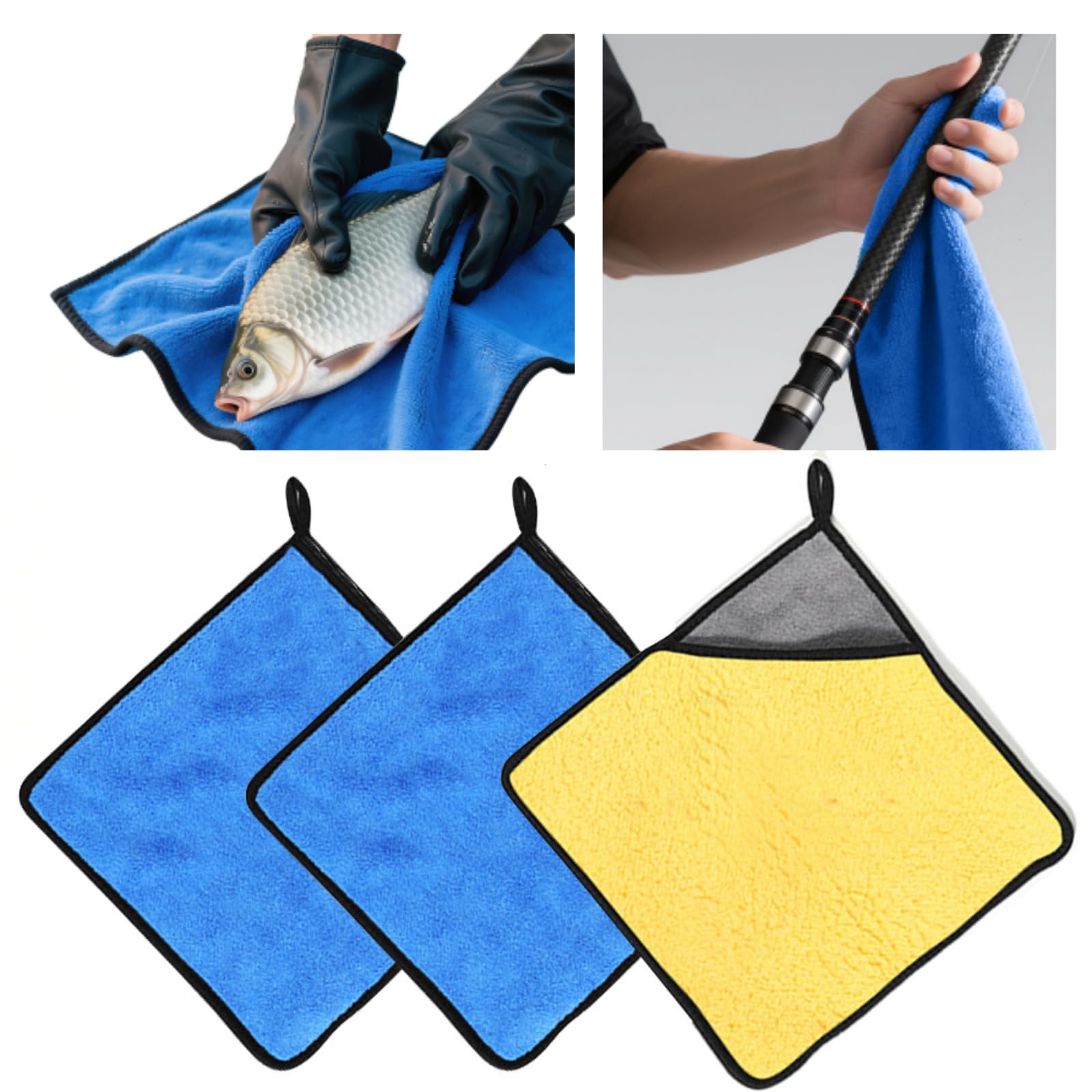 

Ziyue Fishing Fish Grabbing Reduces Fish Ideal for Fishing Convenient for Wiping Rods Towels, Towels, 3-Piece Set, Odor, Strike, Gripping, Stringing,